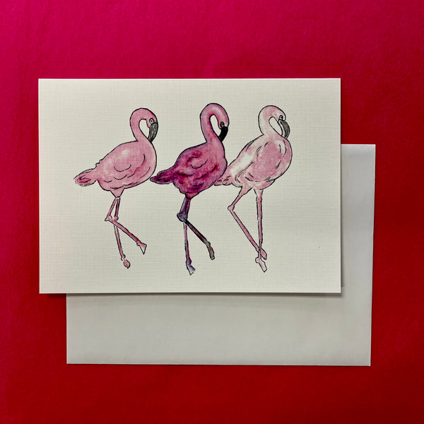 Triple Flamingo Card