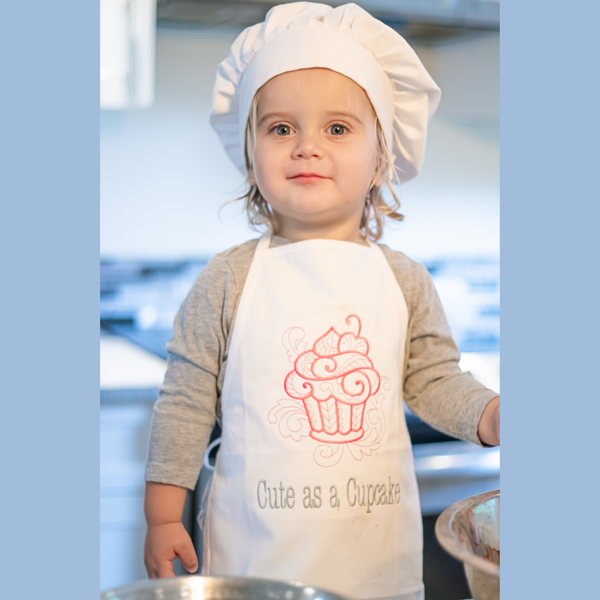 "Cute as a Cupcake" Embroidered Apron for Toddlers