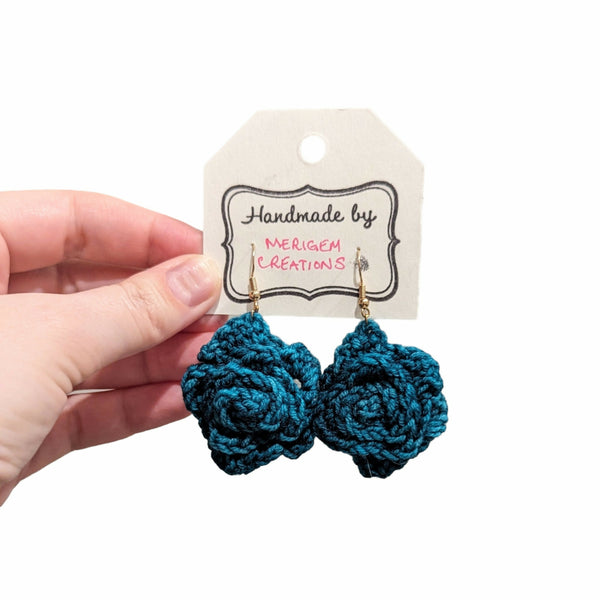 Crochet Rose Earrings