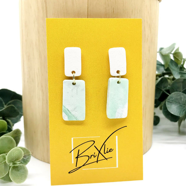 Double Rectangle Dangles - Mint Marble