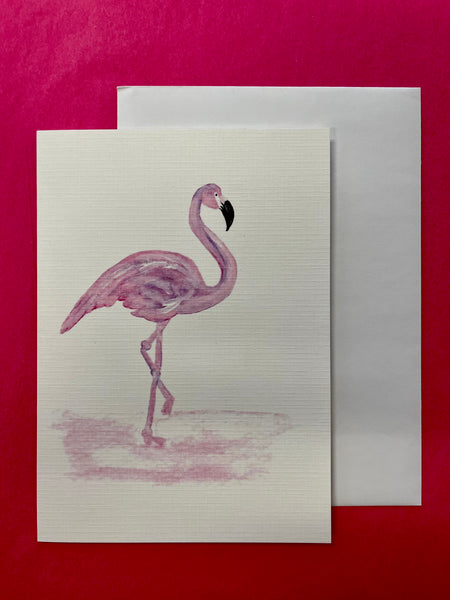 Single Flamingo Card