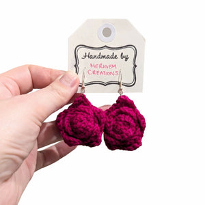 Crochet Rose Earrings 