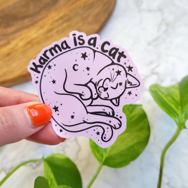 Karma is a Cat 3" Vinyl Sticker