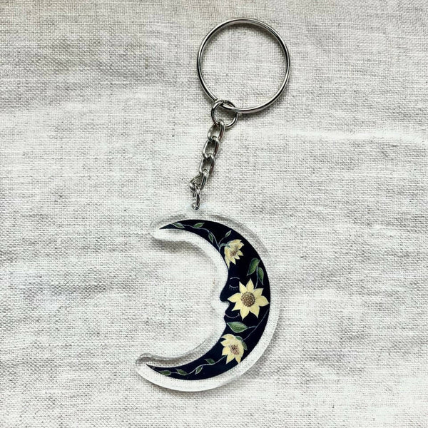 Acrylic Sunflower Moon Keychain