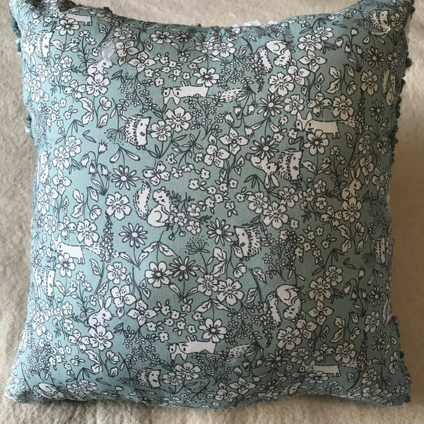 Blue Floral Square Pillow