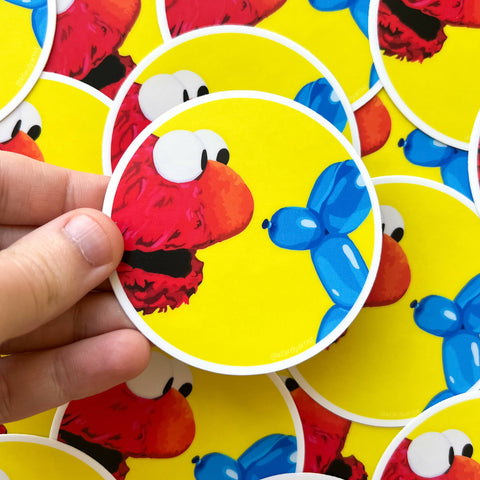Elmo and balloon dog sticker - Shop Motif