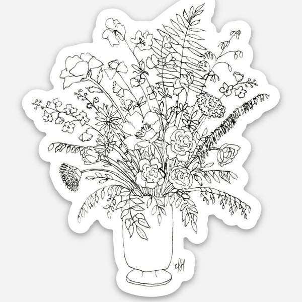Flower Bouquet (Black & White) - Vinyl Sticker - Shop Motif