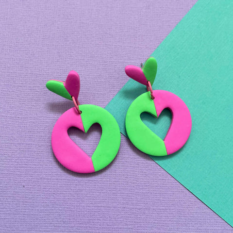 Heart Cutout Polymer Clay Earrings - Shop Motif