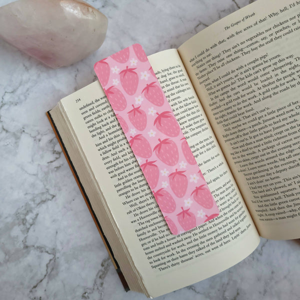 Monochromatic Strawberries Glossy Bookmark (2x7