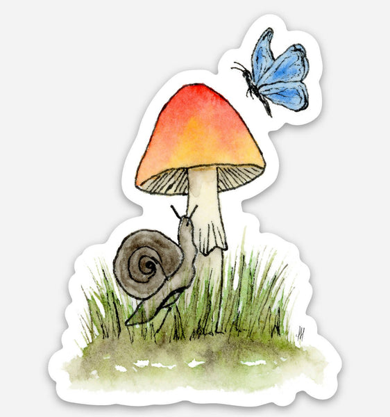 Mushroom, Snail & Butterfly - Vinyl Sticker