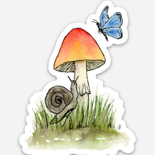 Mushroom, Snail & Butterfly Vinyl Sticker - Shop Motif