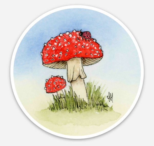 Mushrooms & Ladybug - Vinyl Sticker - Shop Motif