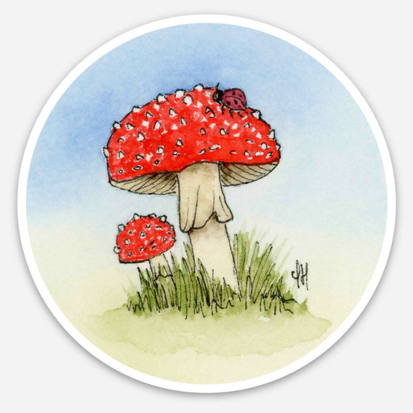 Mushrooms & Ladybug - Vinyl Sticker - Shop Motif