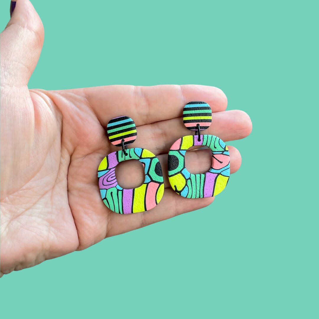 Neon Pop Polymer Clay Dangle Earrings - Shop Motif