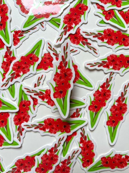 Red Gladiola - Spring Flower Sticker