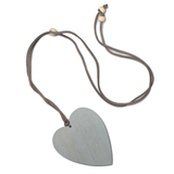 Wooden Heart Pendant On Suede 