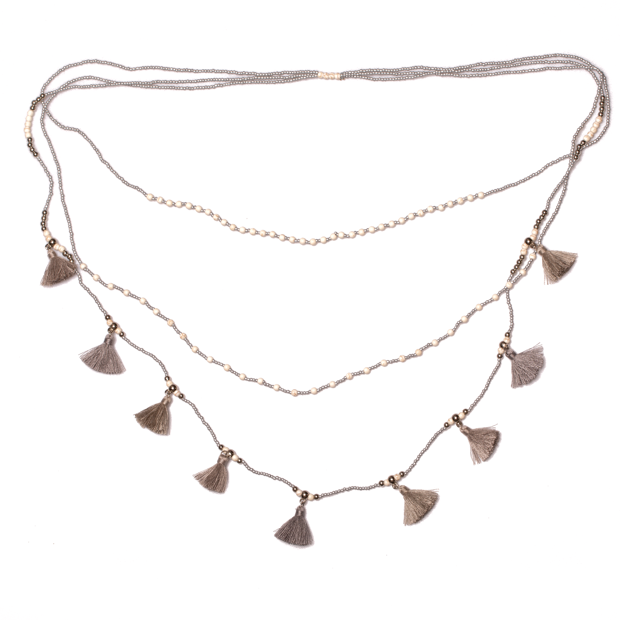 Triple Strand Tassel Necklace