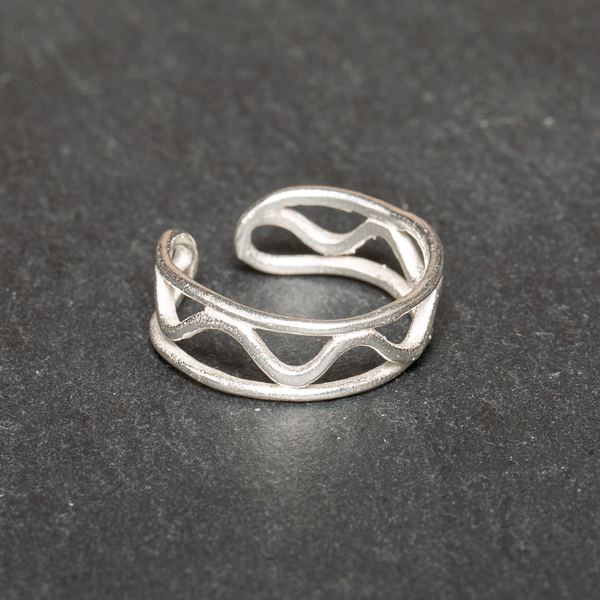 Wavy Styled Ring - Silver Plate