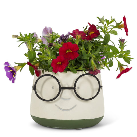 Small Face With Glasses Planter
