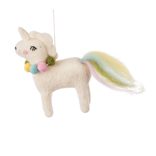 Unicorn with Pastel Tail Ornament