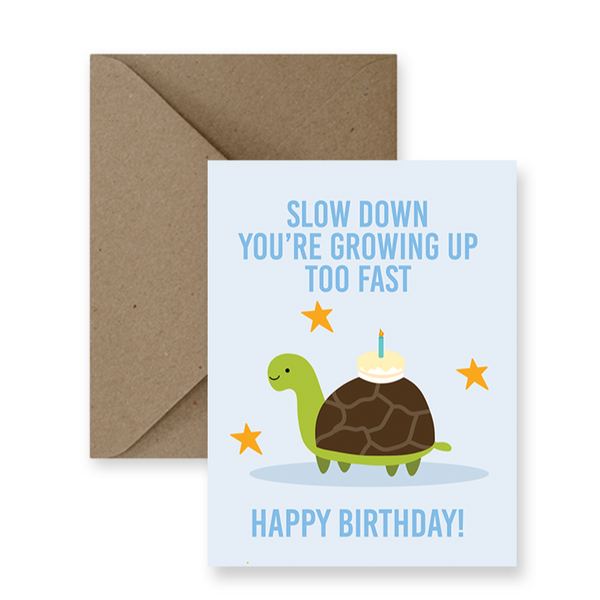 Slow Down Turtle Birthday Greeting Card
