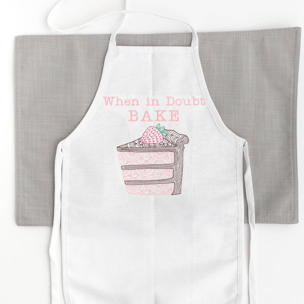 "When in Doubt Bake" Embroidered Apron for Toddlers