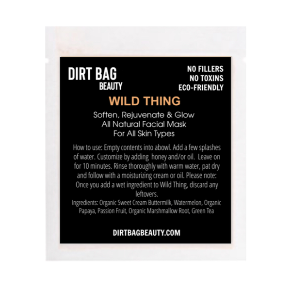 Wild Thing -- Single Use All Natural Face Mask