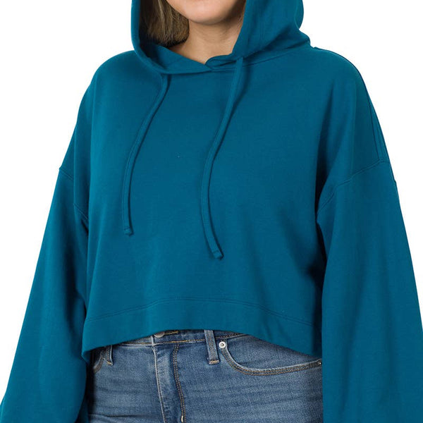 42POPS - ..SI-21848 PLUS FRENCH TERRY DROP SHOULDER CROPPED HOODIE - Shop Motif