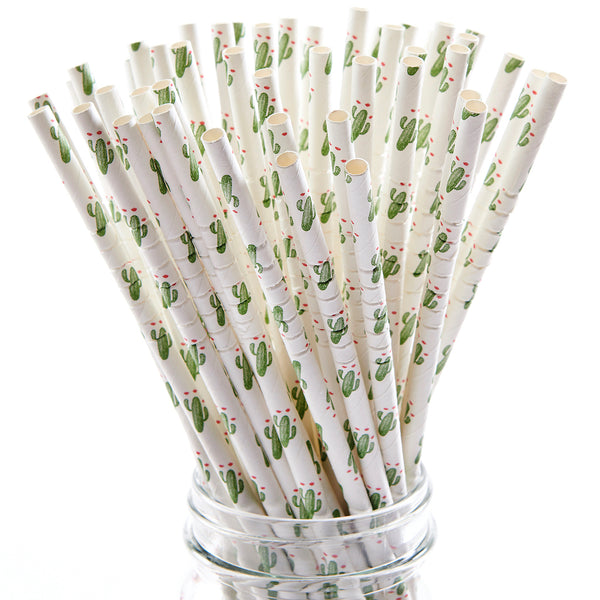 Cactus Print Paper Straws