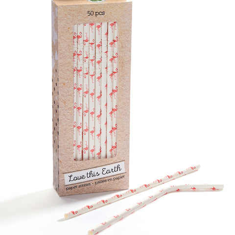 Flamingo Print Paper Straws