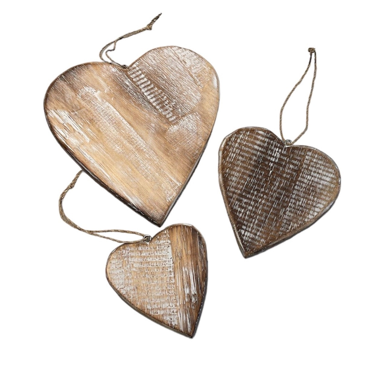 Set of 3 Hanging Wooden Hearts