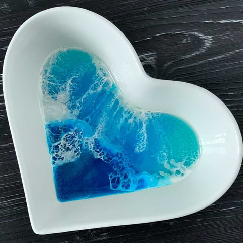 Resin Heart Shaped Trinket Dish Dishes - Flamingo Boutique