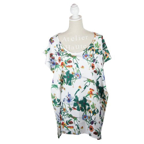White Floral Print Pull Over Top - Flamingo Boutique
