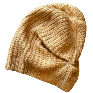 Simple Knit Hat With Tie Back