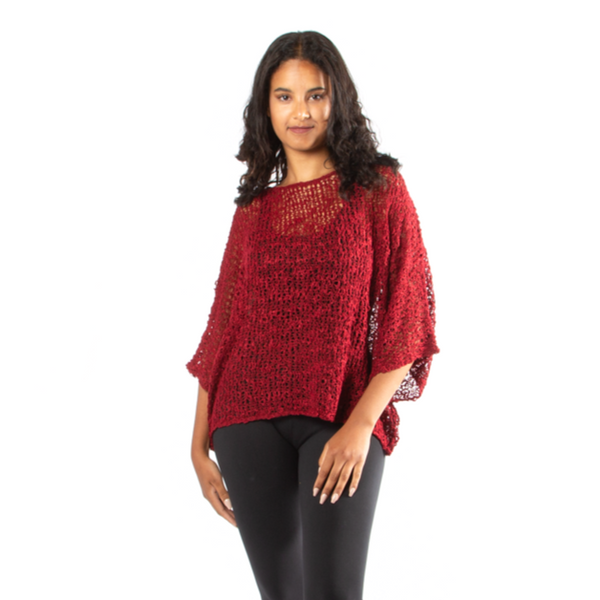 Red Popcorn Knit Top