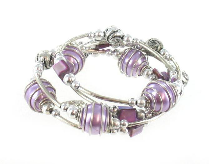 Spiral Wrapped Pearl Bead Bracelet - Flamingo Boutique