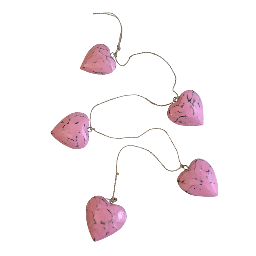 Hanging Wooden Round Hearts