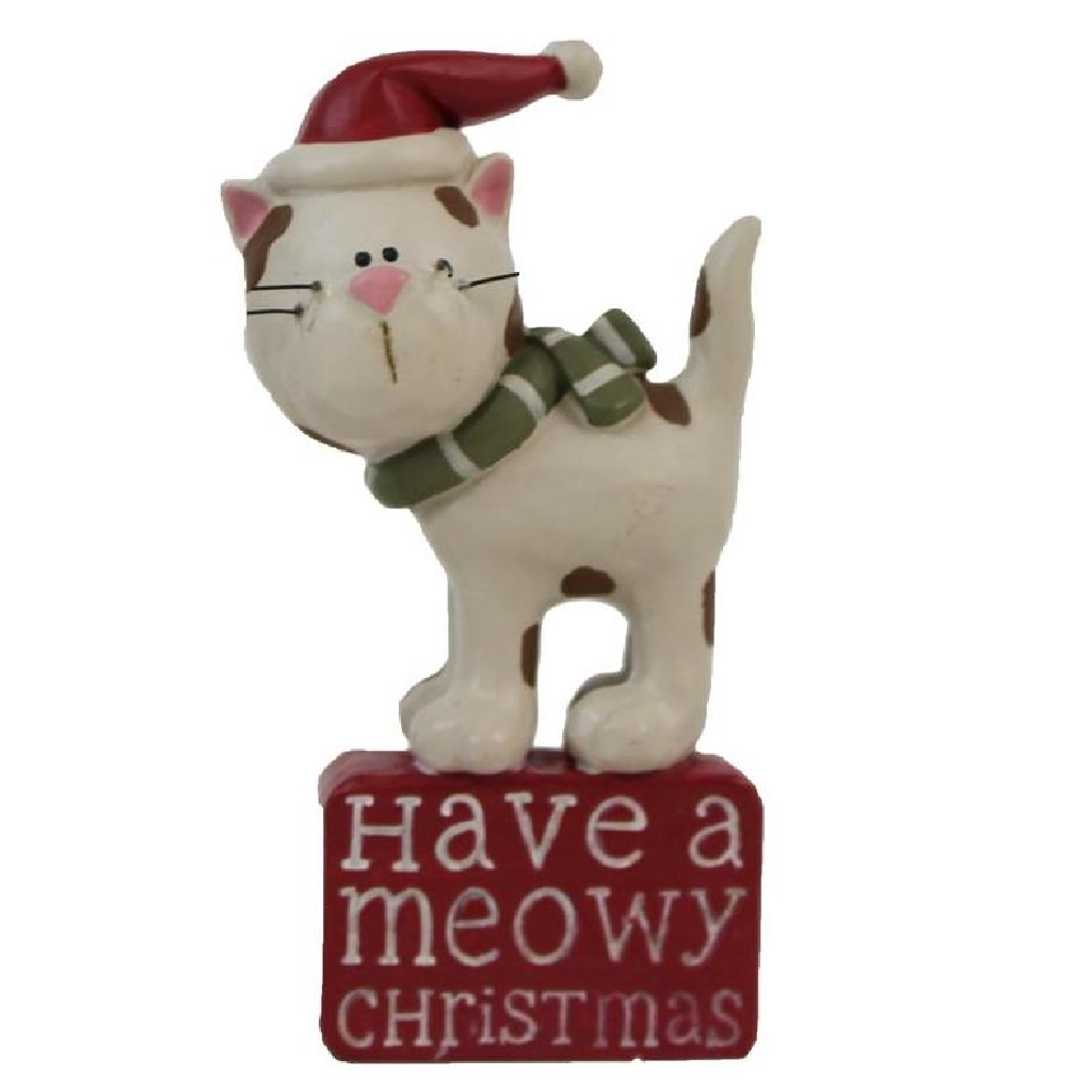 Festive Cat Block Ornament