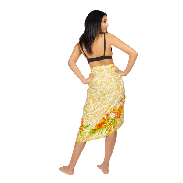 Mandala & Flower Print Sarong - Yellow