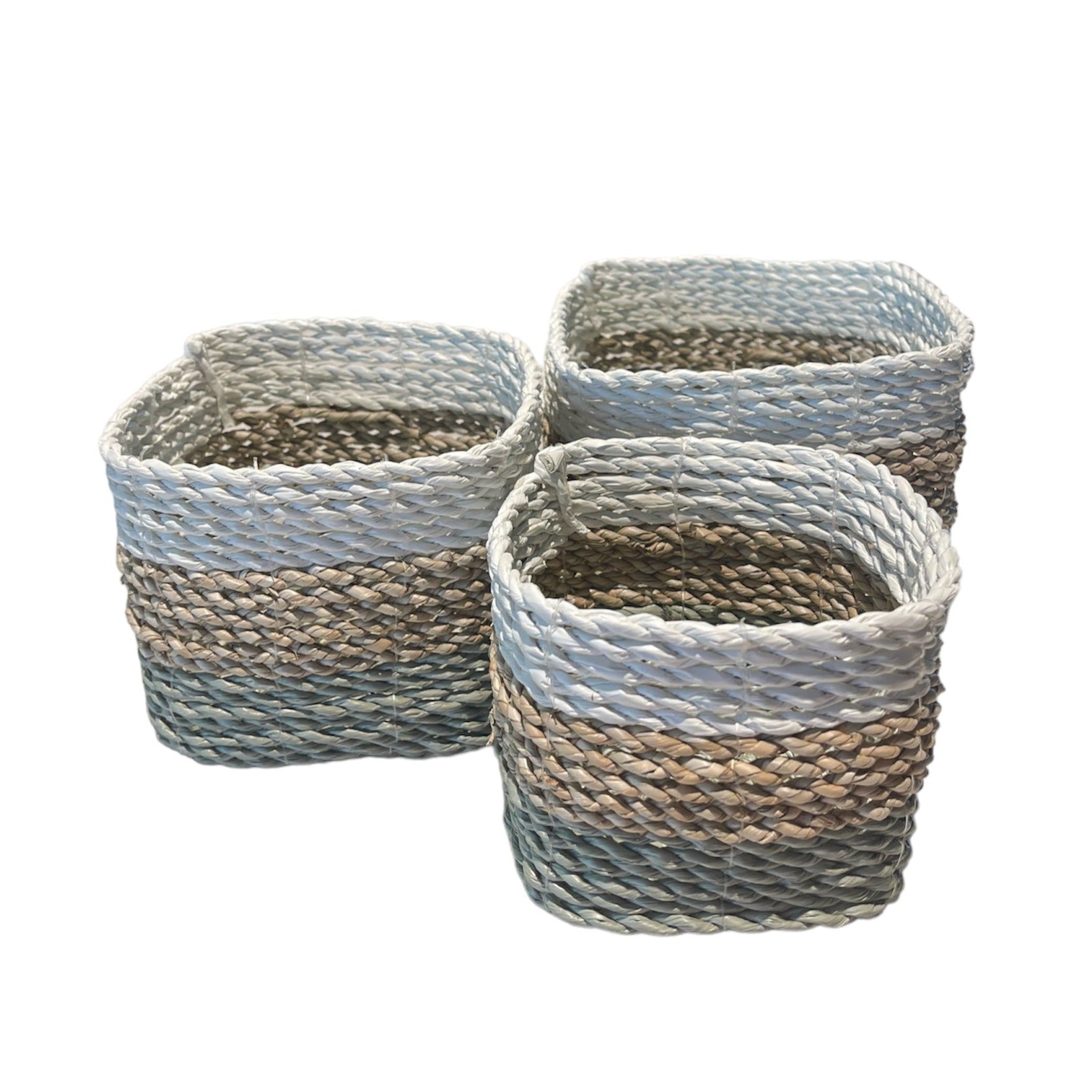 Seagrass Striped Square Basket