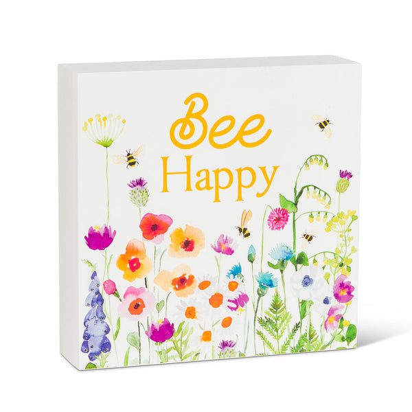 Bee Happy Block Sign