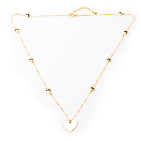 Heart On Heart Chain Necklace In Gold Plate