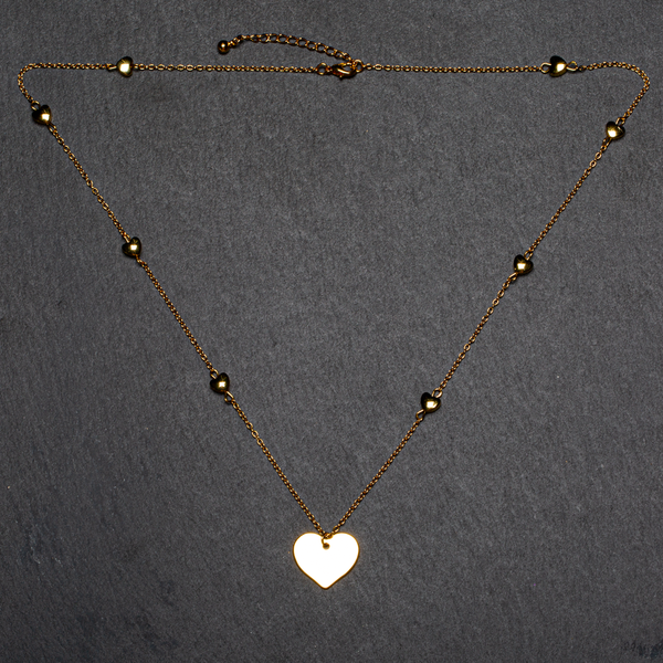 Heart On Heart Chain Necklace In Gold Plate