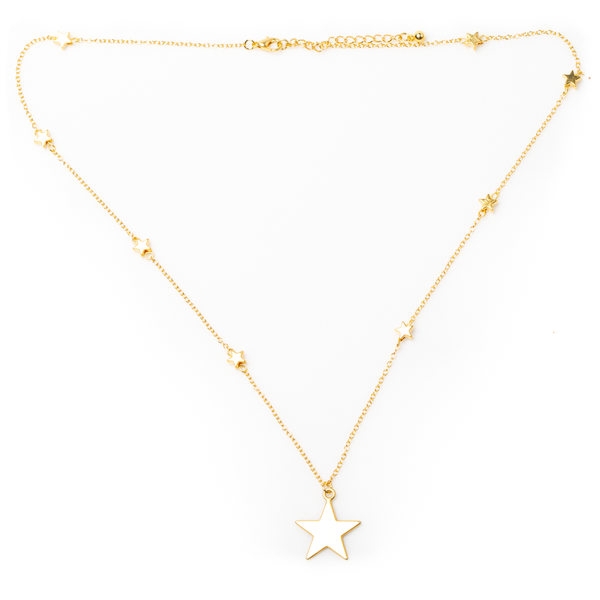 Star On Star Chain Necklace In Gold Plate