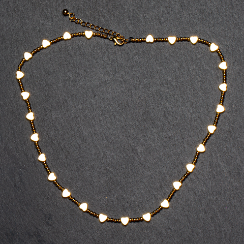Short Heart Necklace In Gold Plate
