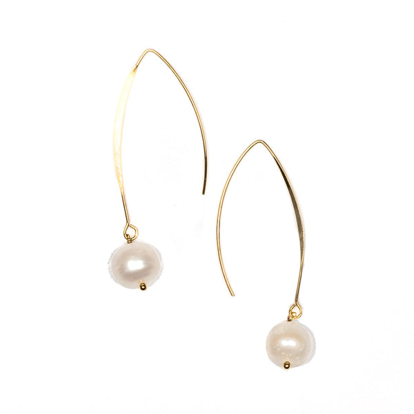 Pearl Hook Earrings - Gold Plate