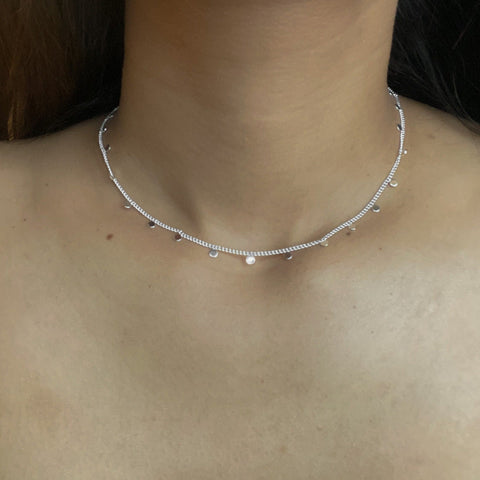 Delicate Disc & Chain Necklace In Silver Plate