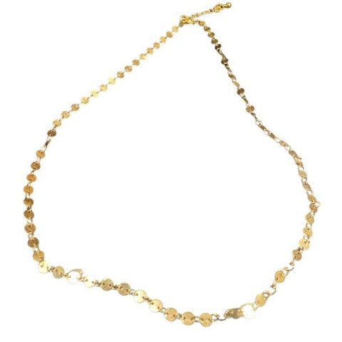 Simple Disc Chain Necklace In Gold Plate