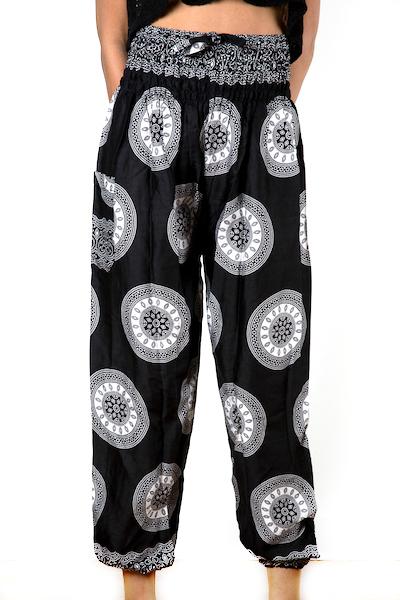 Black & White Circle Print Bali Pants