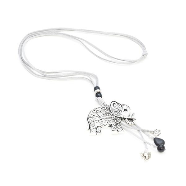 Elephant Pendant On Grey Suede - MA6703